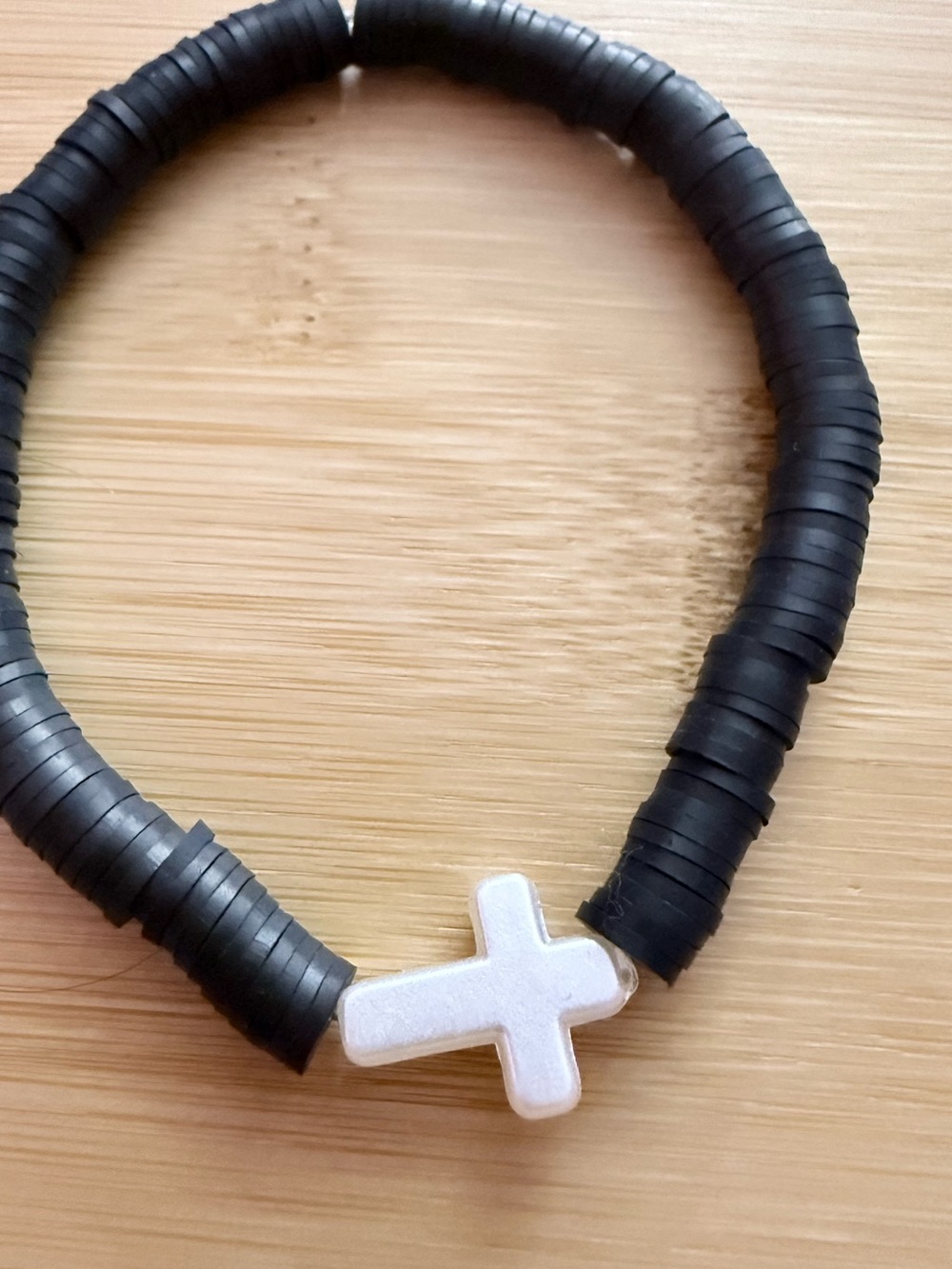 ‼️2/$10‼️Black Kids Beaded Bracelet with White Cross Charm